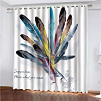 Michance Cortinas De Impresión De Plumas 3D Cortinas Opacas De Interior Adecuado para Cortinas De Balcón- Dormitorio Y…